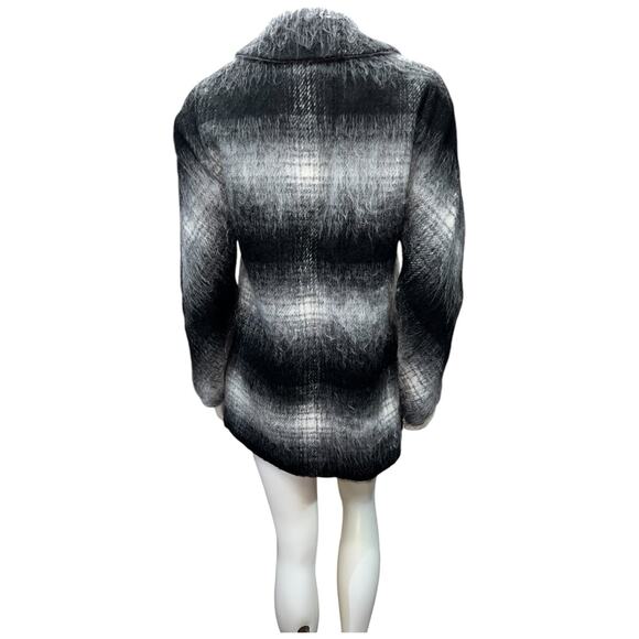 Sam Edelman Black and White Plaid Wool Blend Coat - Size Small - Picture 4 of 9